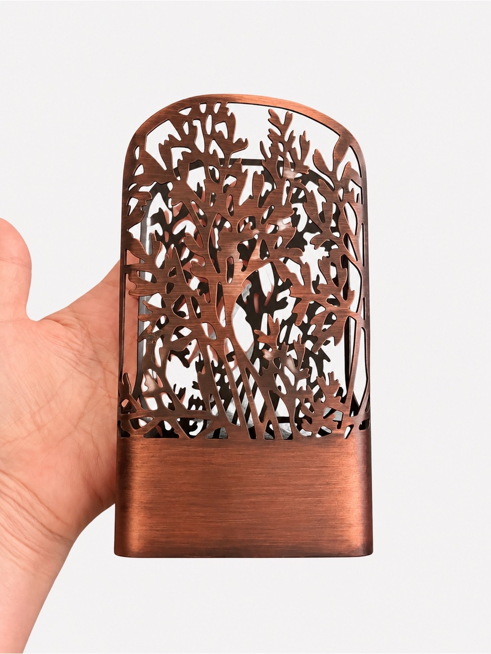 Decorative Bronze-Tone Metal Napkin Holder – Floral Cutout Design